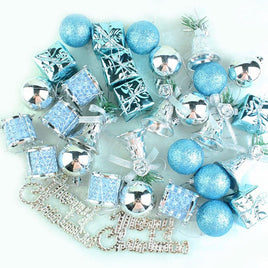 32 PCS Lake Blue Silver Color Hanging Pendant Christmas Tree - Lusy Store