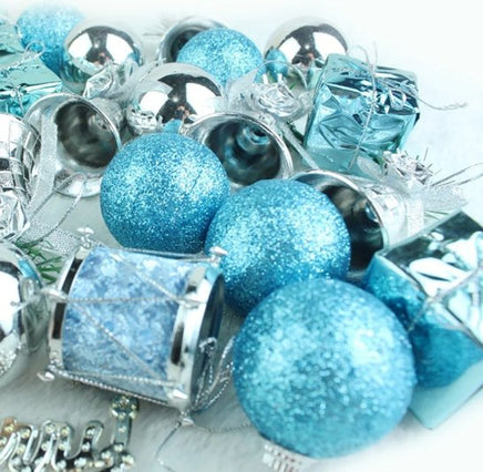 32 PCS Lake Blue Silver Color Hanging Pendant Christmas Tree - Lusy Store
