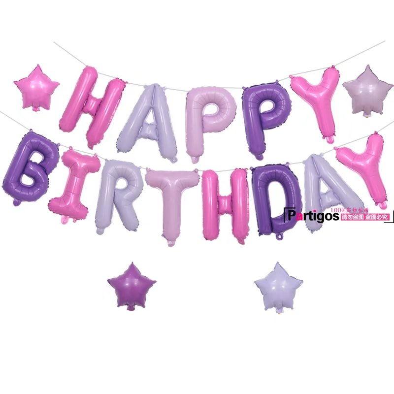 33pcs/lot Pink Unicorn Color Happy Birthday Letter Hello Kitty balloons Baby Shower Party Background Wall Decoration - Lusy Store