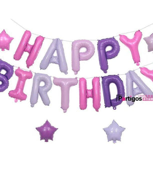33pcs/lot Pink Unicorn Color Happy Birthday Letter Hello Kitty balloons Baby Shower Party Background Wall Decoration - Lusy Store
