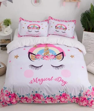 3D Cute Unicorn Bedding Sets Duvet Cover Kids Bedding Sets Twin/Full/Queen/King Size - Lusy Store