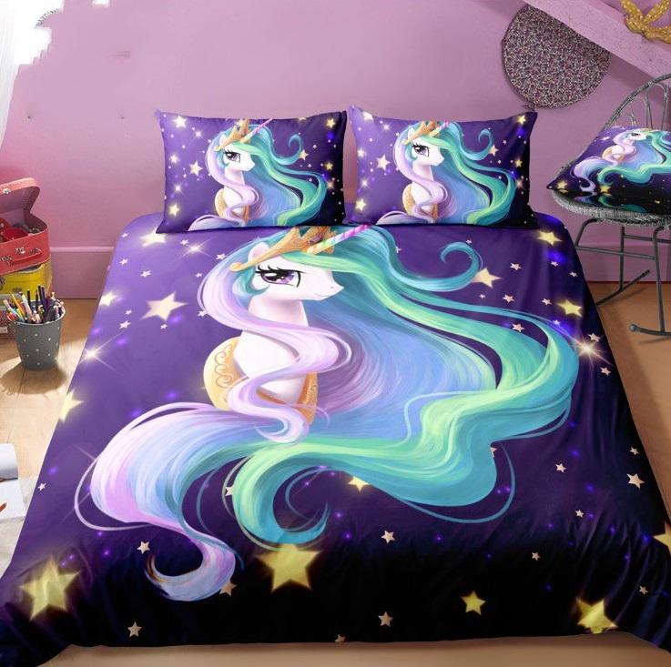 3D Digital Unicorn Bedding Sets Duvet Cover Kids Bedding Sets 100% Microfiber Rainbow Color Twin/Full/Queen/King Size - Lusy Store