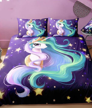 3D Digital Unicorn Bedding Sets Duvet Cover Kids Bedding Sets 100% Microfiber Rainbow Color Twin/Full/Queen/King Size - Lusy Store