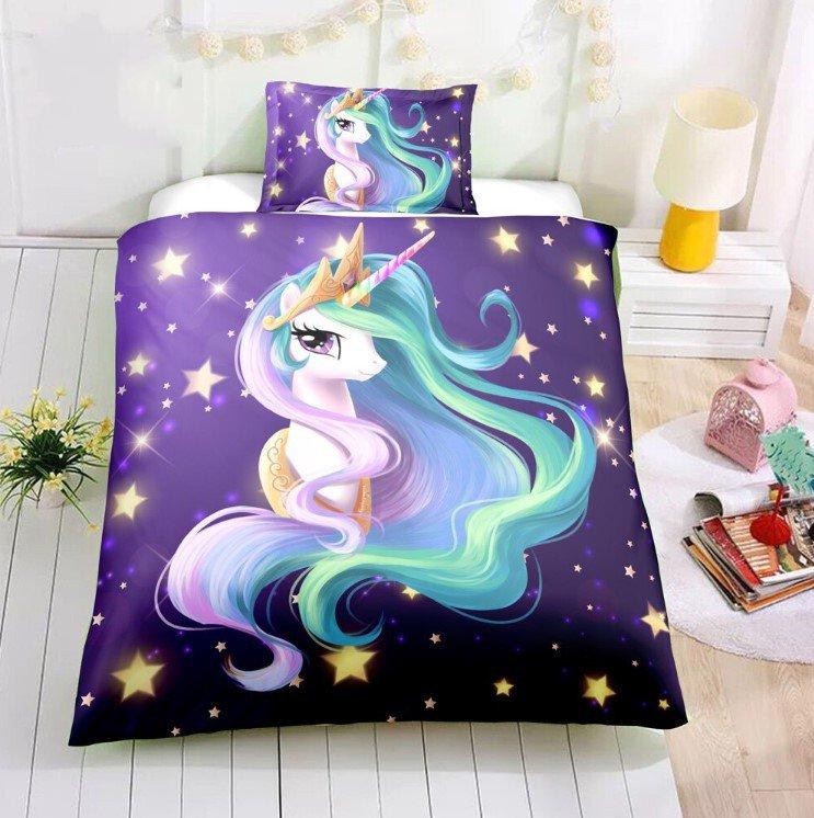 3D Digital Unicorn Bedding Sets Duvet Cover Kids Bedding Sets 100% Microfiber Rainbow Color Twin/Full/Queen/King Size - Lusy Store