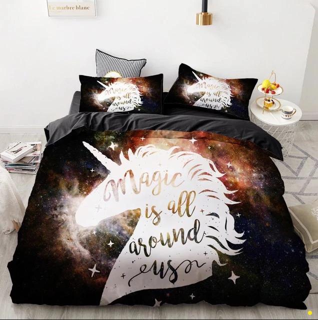 3D HD Digital Cute Stars Unicorn Bedding Sets Duvet Cover Kids Bedding Sets Twin/Full/Queen/King Size - Lusy Store