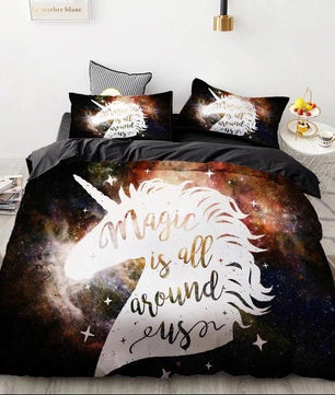 3D HD Digital Cute Stars Unicorn Bedding Sets Duvet Cover Kids Bedding Sets Twin/Full/Queen/King Size - Lusy Store