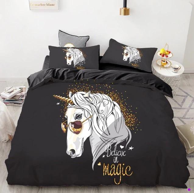 3D HD Digital Cute Stars Unicorn Bedding Sets Duvet Cover Kids Bedding Sets Twin/Full/Queen/King Size - Lusy Store