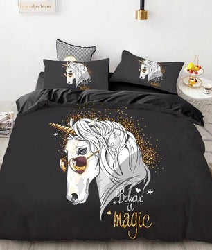 3D HD Digital Cute Stars Unicorn Bedding Sets Duvet Cover Kids Bedding Sets Twin/Full/Queen/King Size - Lusy Store