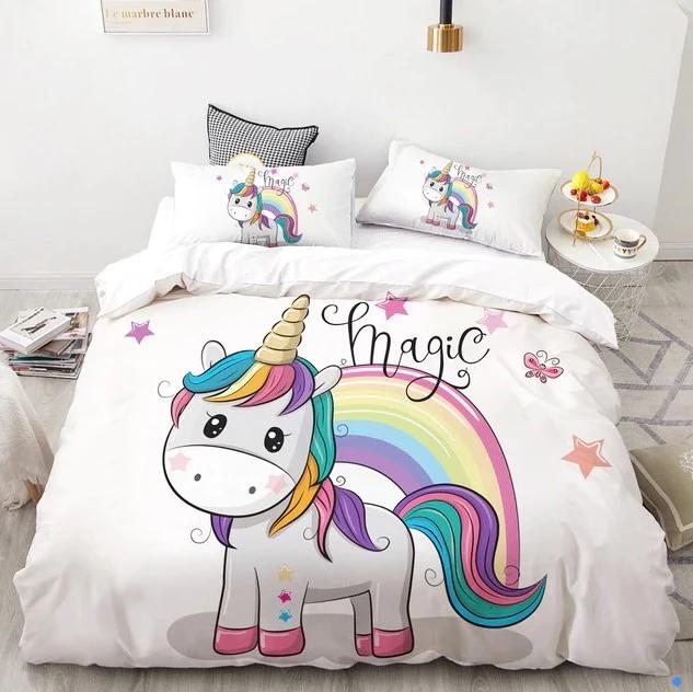3D HD Digital Cute Stars Unicorn Bedding Sets Duvet Cover Kids Bedding Sets Twin/Full/Queen/King Size - Lusy Store