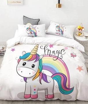 3D HD Digital Cute Stars Unicorn Bedding Sets Duvet Cover Kids Bedding Sets Twin/Full/Queen/King Size - Lusy Store