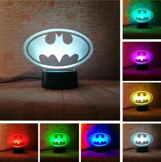 3D LED Marvel Batman Symbol 7 Color Dimming Gradient Light Night Child Kids - Lusy Store
