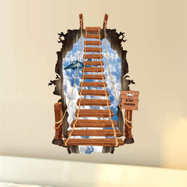 3D Wall Stickers For Bathroom Ladder Sky Aircraft - Lusy Store