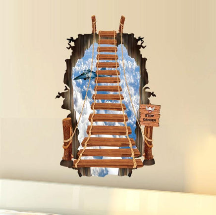 3D Wall Stickers For Bathroom Ladder Sky Aircraft - Lusy Store