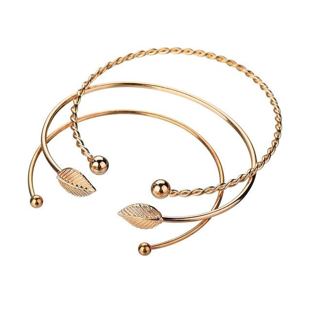 3pcs Gold Color Stainless Steel Screw Hand Leaf Wedding - Lusy Store