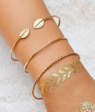 3pcs Gold Color Stainless Steel Screw Hand Leaf Wedding - Lusy Store
