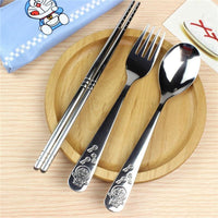 3PCS/SET Cartoon Hello Kitty Stainless Steel Travel Dinnerware Set - Lusy Store