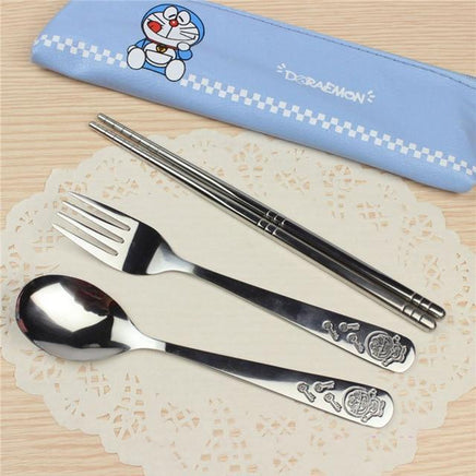 3PCS/SET Cartoon Hello Kitty Stainless Steel Travel Dinnerware Set - Lusy Store