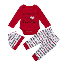3Pcs/set warm Newborn Infant Baby Boy Letter mommy's little Valentine - Lusy Store