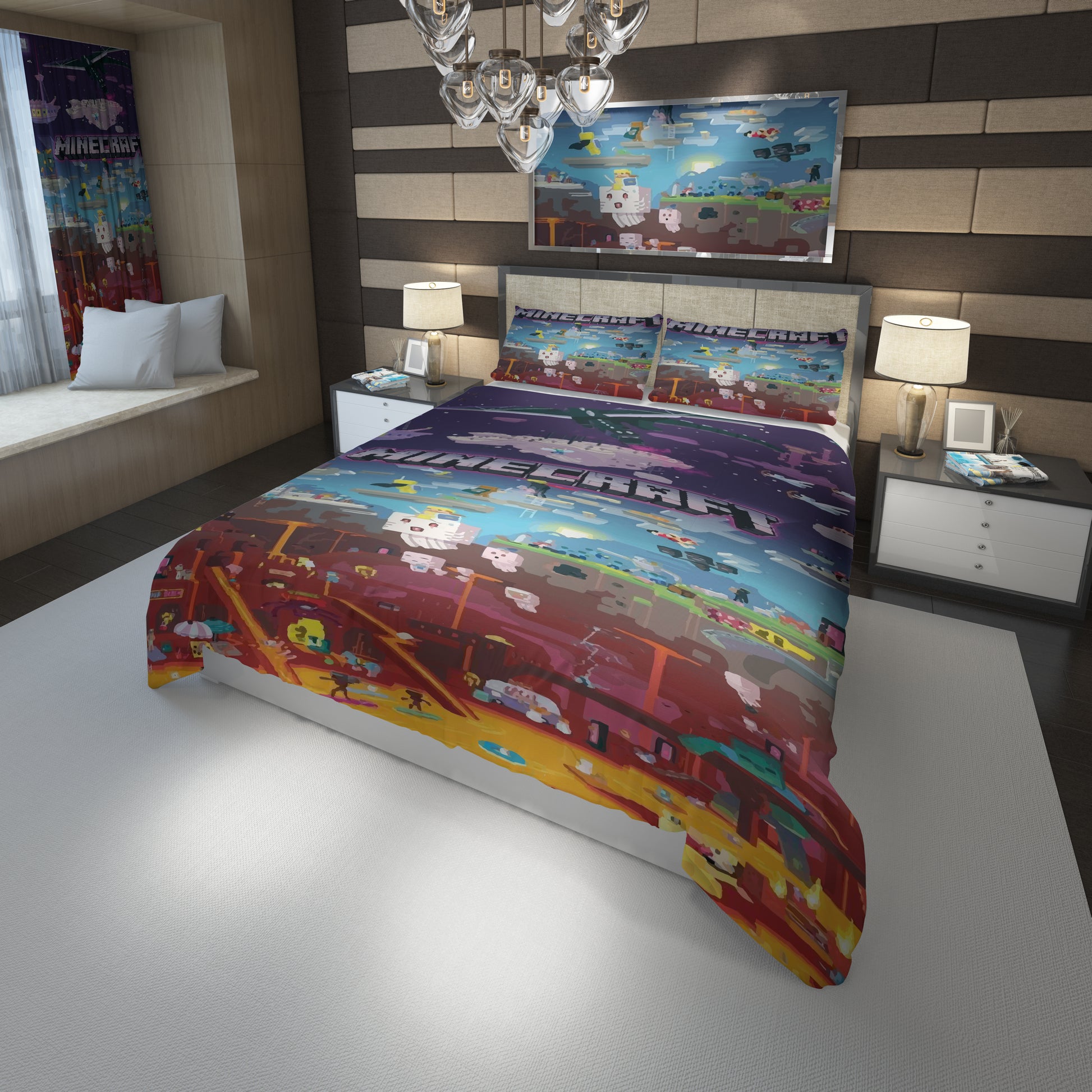 Minecraft bedding set minecraft world kids bedroom sets - Lusy Store