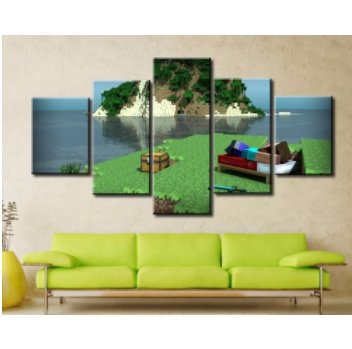 5 Panel Canvas Painting Home Decor For Living Room Minecraft HD Printed Game Poster - Lusy Store