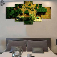 5 Panel Canvas Printed Pictures Minecraft Home Decoration Wall Art Game Poster - Lusy Store