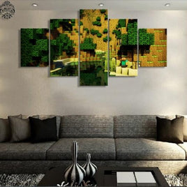 5 Panel Canvas Printed Pictures Minecraft Home Decoration Wall Art Game Poster - Lusy Store