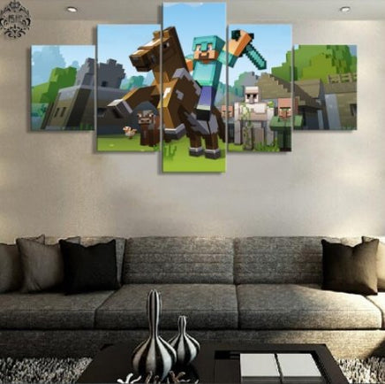 5 Pieces Canvas Painting Game Poster Minecraft Wall Art Home Decoration Pictures - Lusy Store