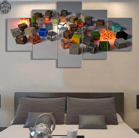 5 Pieces Minecraft Game Model Canvas Printed Poster Wall Art Modern Home Decoration - Lusy Store