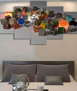 5 Pieces Minecraft Game Model Canvas Printed Poster Wall Art Modern Home Decoration - Lusy Store