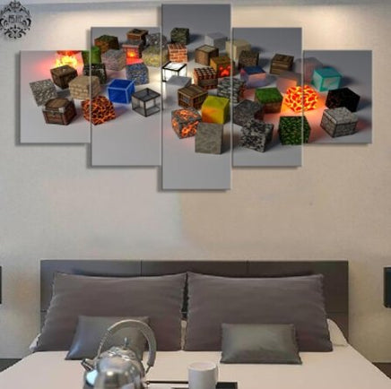 5 Pieces Minecraft Game Model Canvas Printed Poster Wall Art Modern Home Decoration - Lusy Store