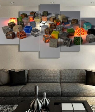 5 Pieces Minecraft Game Model Canvas Printed Poster Wall Art Modern Home Decoration - Lusy Store