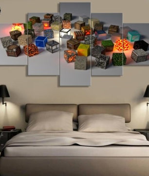 5 Pieces Minecraft Game Model Canvas Printed Poster Wall Art Modern Home Decoration - Lusy Store