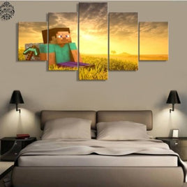 5 Pieces Minecraft Sunset Game Poster Pictures Home Decoration - Lusy Store