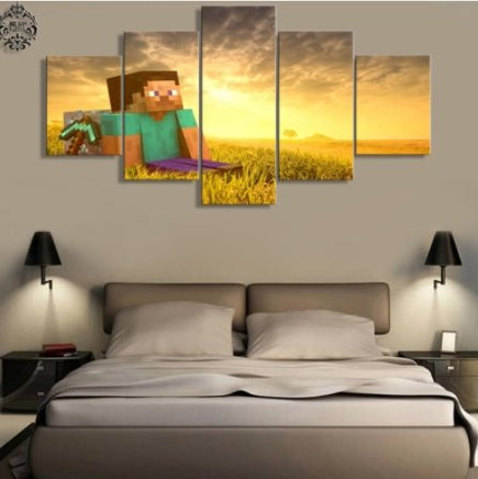 5 Pieces Minecraft Sunset Game Poster Pictures Home Decoration - Lusy Store