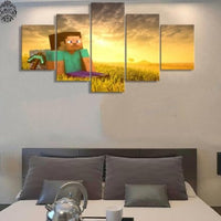 5 Pieces Minecraft Sunset Game Poster Pictures Home Decoration - Lusy Store