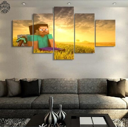 5 Pieces Minecraft Sunset Game Poster Pictures Home Decoration - Lusy Store