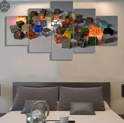5 Pieces Minecraft Wall Art Modern Home Decoration Pictures Canvas - Lusy Store