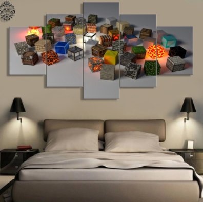 5 Pieces Minecraft Wall Art Modern Home Decoration Pictures Canvas - Lusy Store