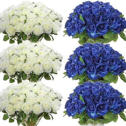 50 Roses Bouquet Artificial Rose Flower Silk Party Decorations - Lusy Store LLC