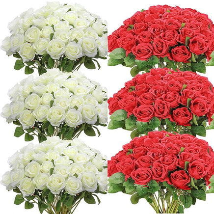 50 Roses Bouquet Artificial Rose Flower Silk Party Decorations - Lusy Store LLC