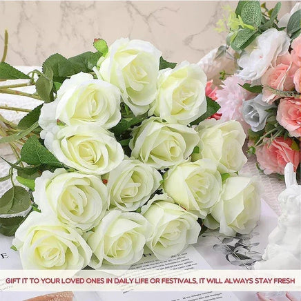 50 Roses Bouquet Artificial Rose Flower Silk Party Decorations - Lusy Store LLC