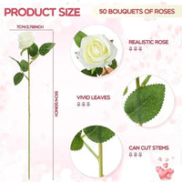 50 Roses Bouquet Artificial Rose Flower Silk Party Decorations - Lusy Store LLC