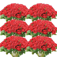 50 Roses Bouquet Artificial Rose Flower Silk Party Decorations - Lusy Store LLC