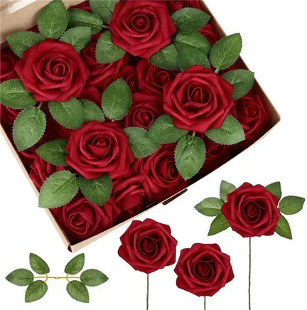 50 Roses Bouquet Artificial Rose Flowers Foam Party Home Decor - Lusy Store LLC