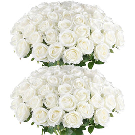 50 Roses Bouquet Artificial Roses Flowers Velvet Wedding Decoration - Lusy Store LLC