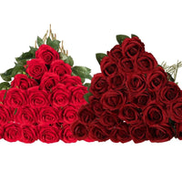 50 Roses Bouquet Artificial Roses Flowers Velvet Wedding Decoration - Lusy Store LLC