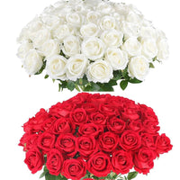 50 Roses Bouquet Artificial Roses Flowers Velvet Wedding Decoration - Lusy Store LLC