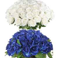 50 Roses Bouquet Artificial Roses Flowers Velvet Wedding Decoration - Lusy Store LLC