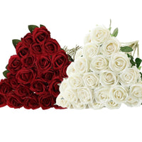 50 Roses Bouquet Artificial Roses Flowers Velvet Wedding Decoration - Lusy Store LLC