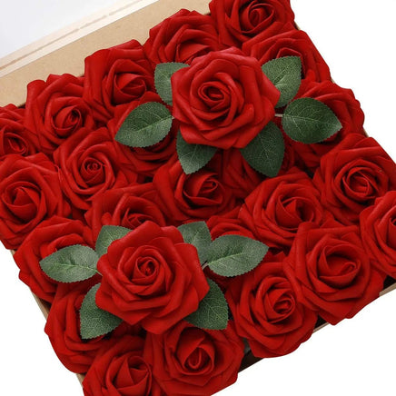 50 Roses Bouquet Heads Artificial PE Foam Rose Flowers - Lusy Store LLC
